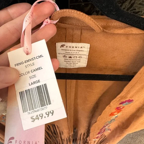 Fornia faux suede jacket, super cute with a pair of jeans or jean shorts! - Picture 3 of 3